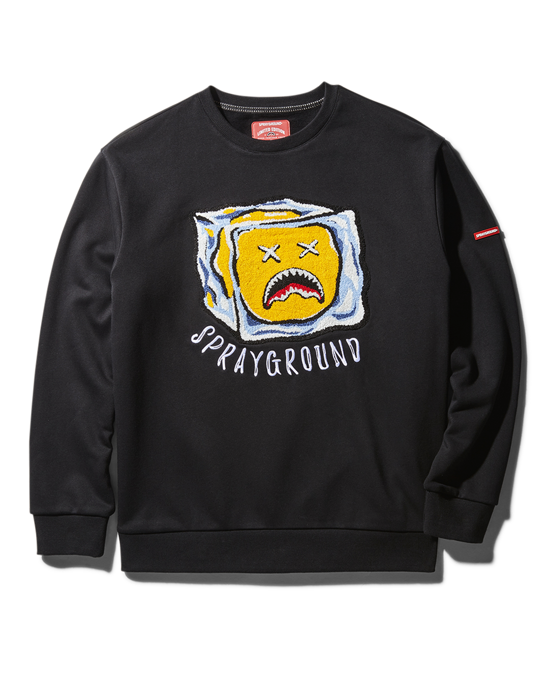 SG CHENILLE SMILEY CREW NECK PULLOVER BLACK - spraygroundgcc