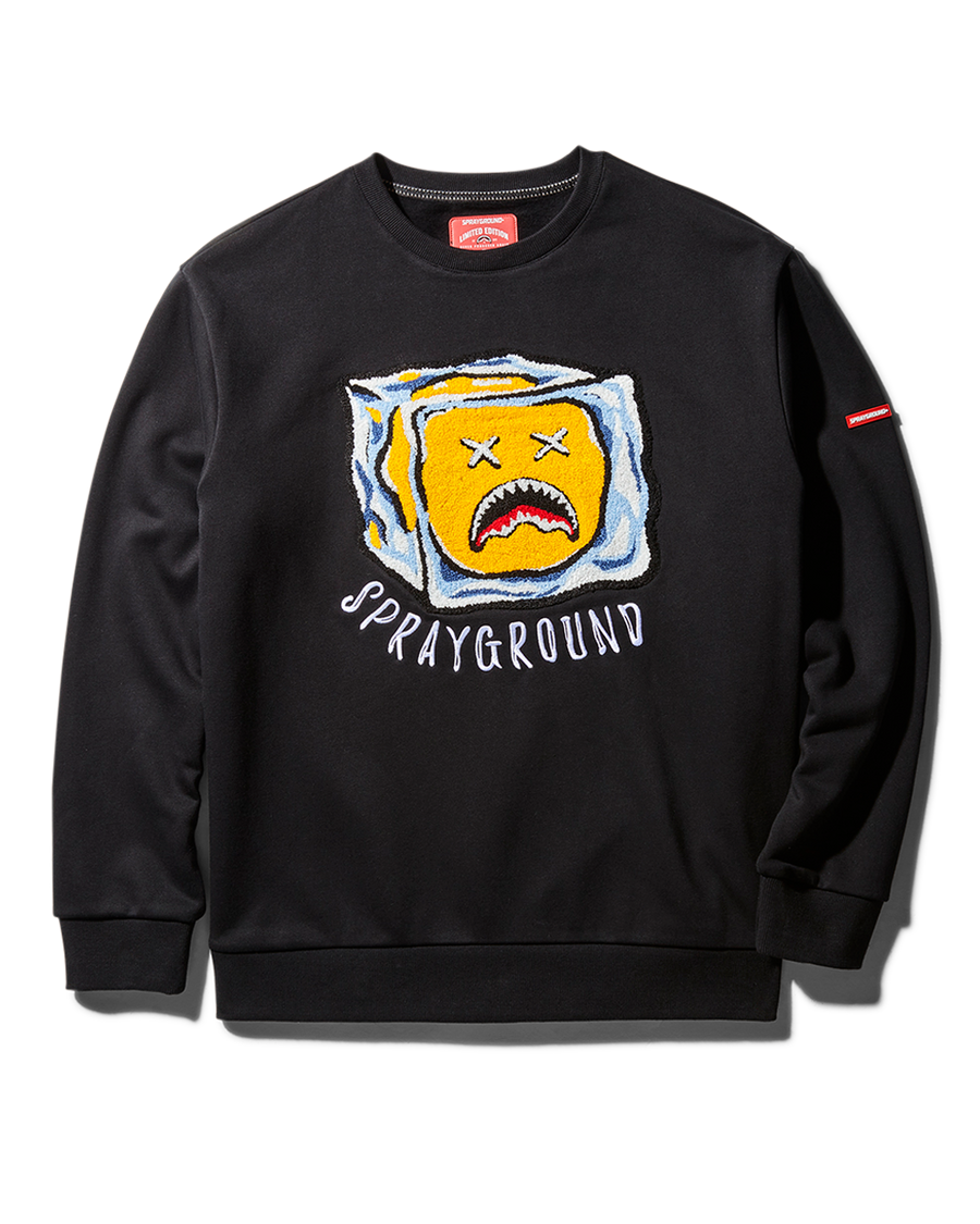 SG CHENILLE SMILEY CREW NECK PULLOVER BLACK - spraygroundgcc