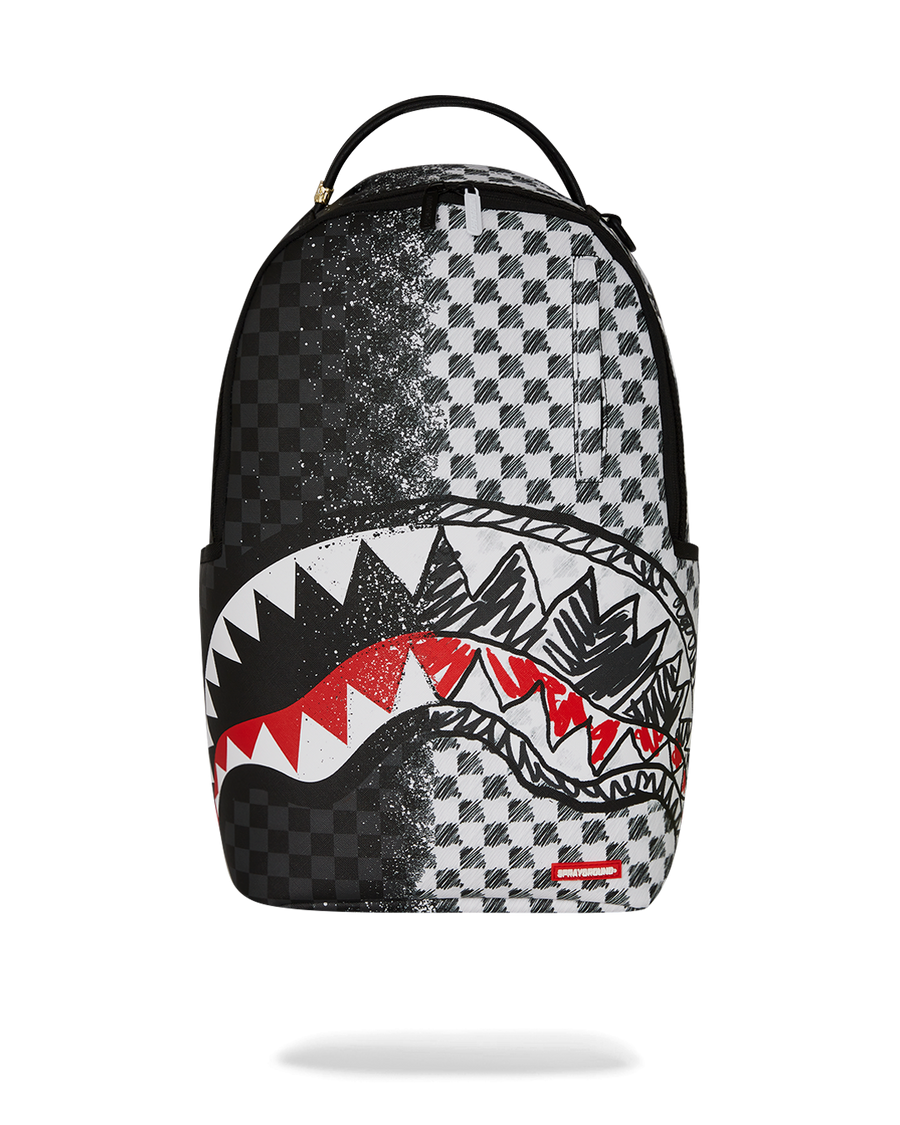 GREY CHECK SCRIBBLE SPLIT DLX BACKPACK