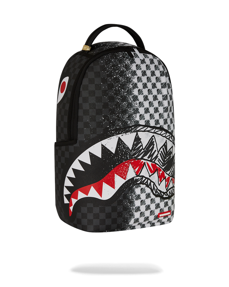 GREY CHECK SCRIBBLE SPLIT DLX BACKPACK