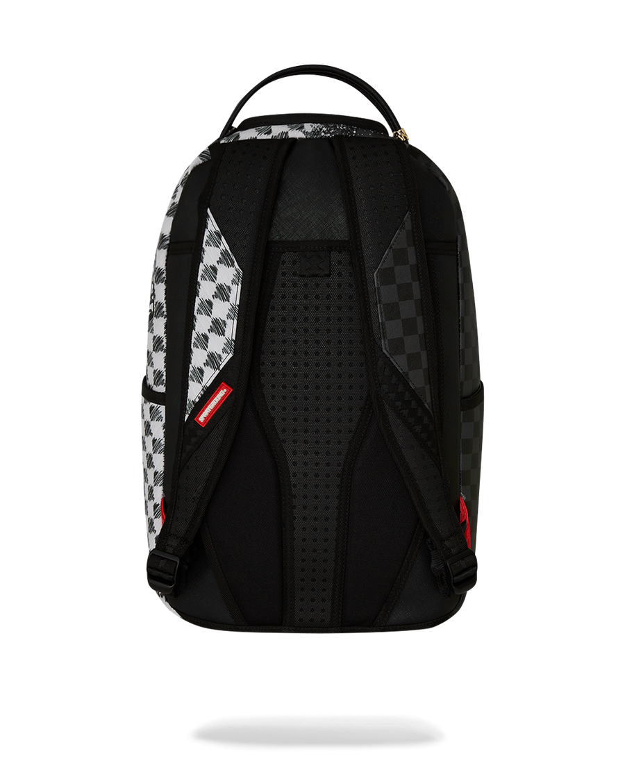 GREY CHECK SCRIBBLE SPLIT DLX BACKPACK