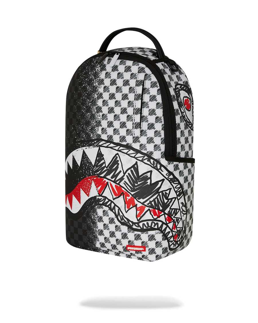 GREY CHECK SCRIBBLE SPLIT DLX BACKPACK