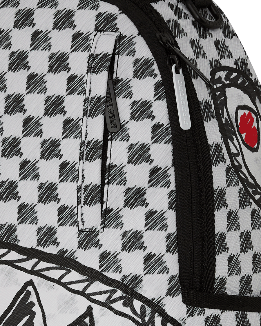GREY CHECK SCRIBBLE SPLIT DLX BACKPACK