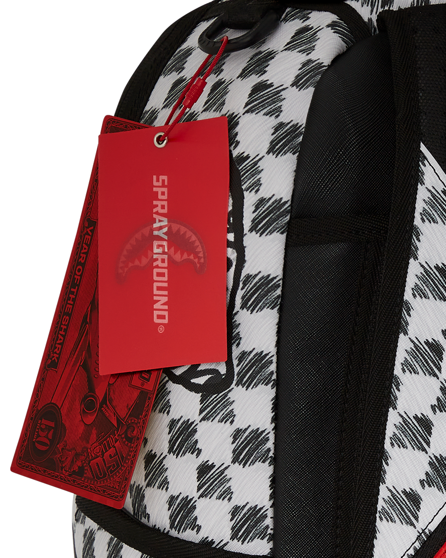 GREY CHECK SCRIBBLE SPLIT DLX BACKPACK