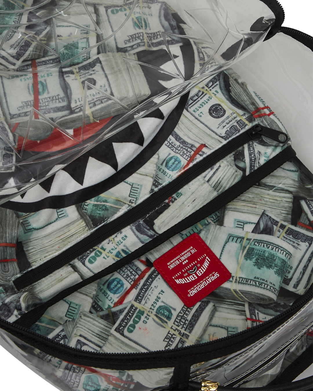 MONEY PILE CLEAR DLXS BACKPACK – spraygroundgcc1