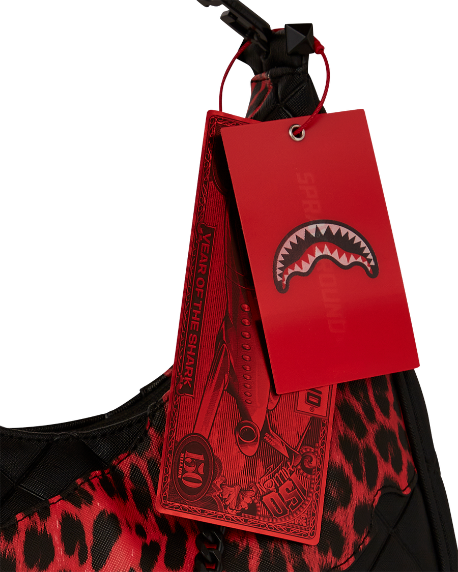 RED LEOPARD PUFFER VICE SHOULDER BAG