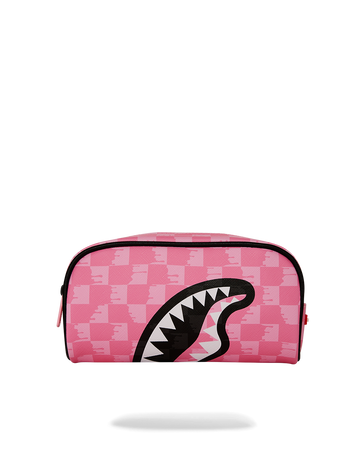 PINK AND BLACK DRIP CHECK PENCIL POUCH