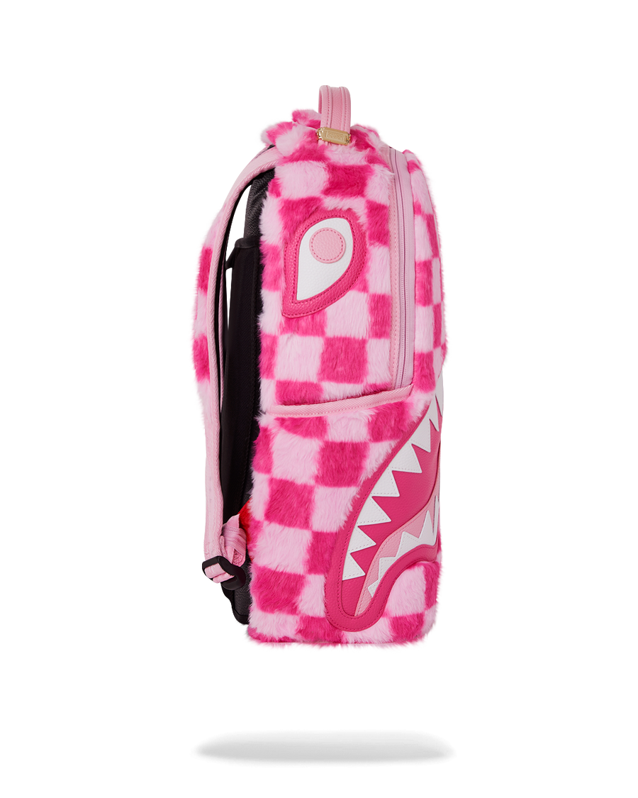 PINK FUR CHECK BACKPACK