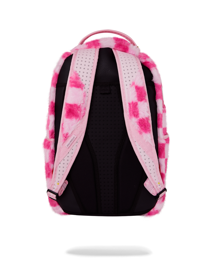 PINK FUR CHECK BACKPACK