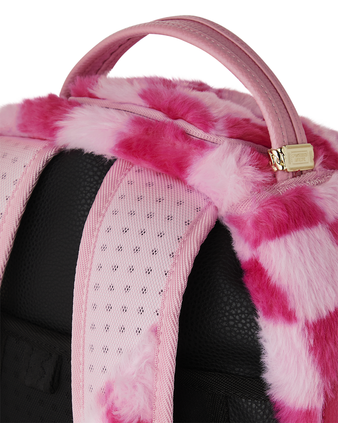PINK FUR CHECK BACKPACK