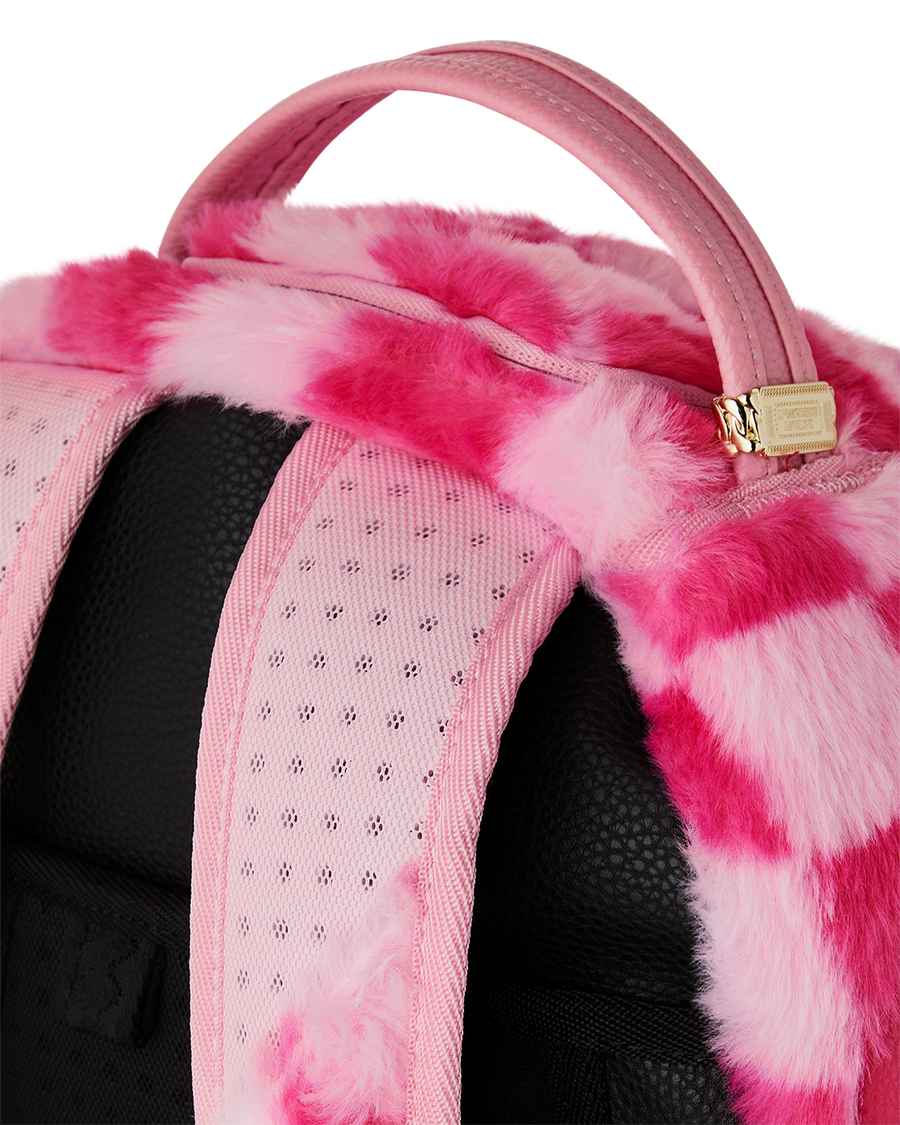 PINK FUR CHECK BACKPACK
