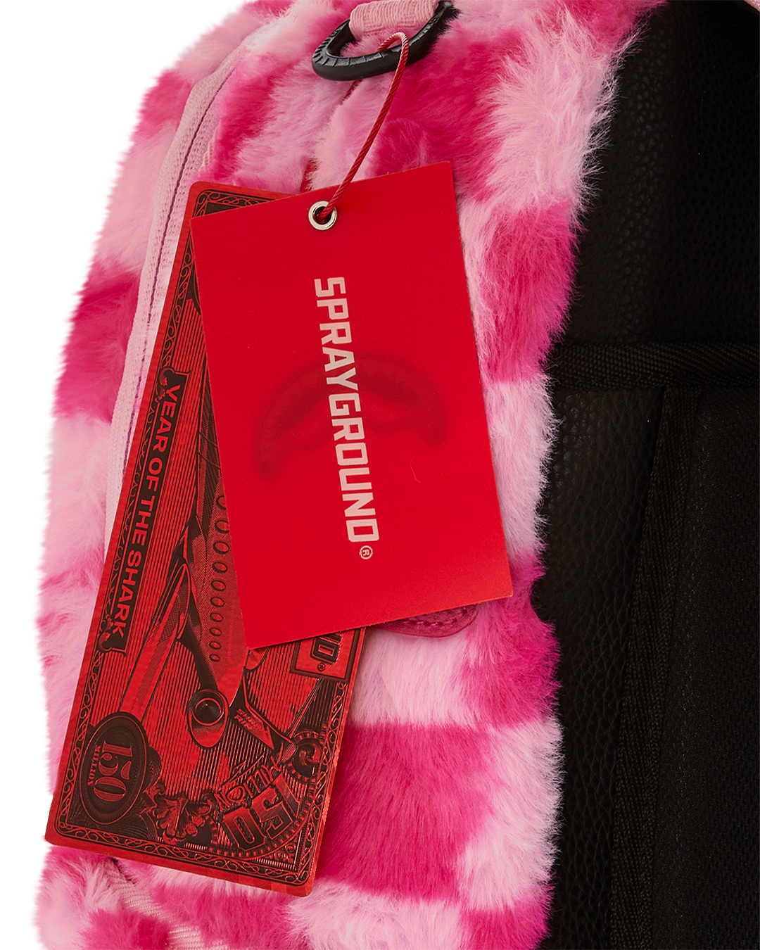 PINK FUR CHECK BACKPACK