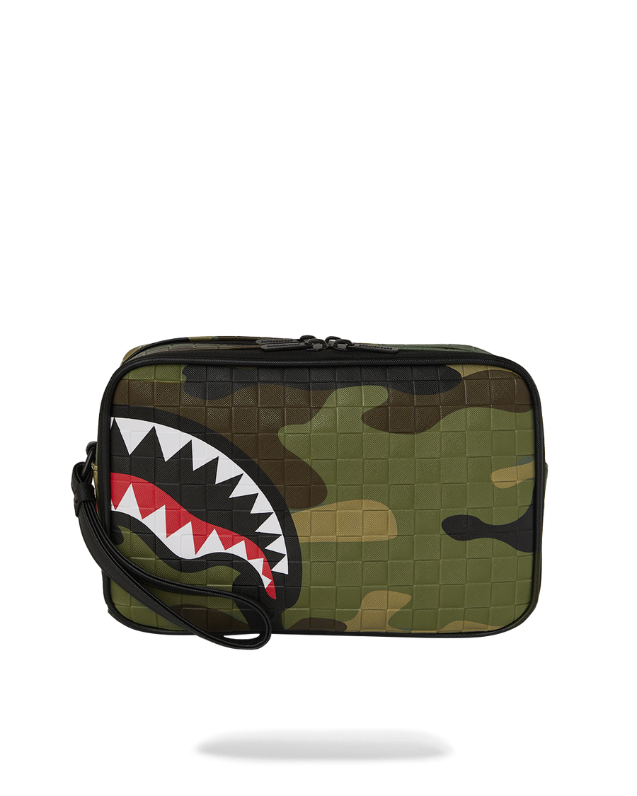 WOODLAND CAMO CHECK TOILETRY BAG