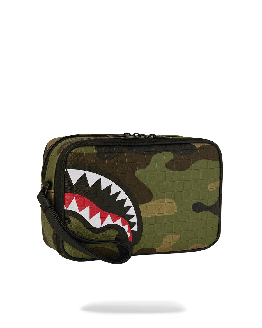 WOODLAND CAMO CHECK TOILETRY BAG