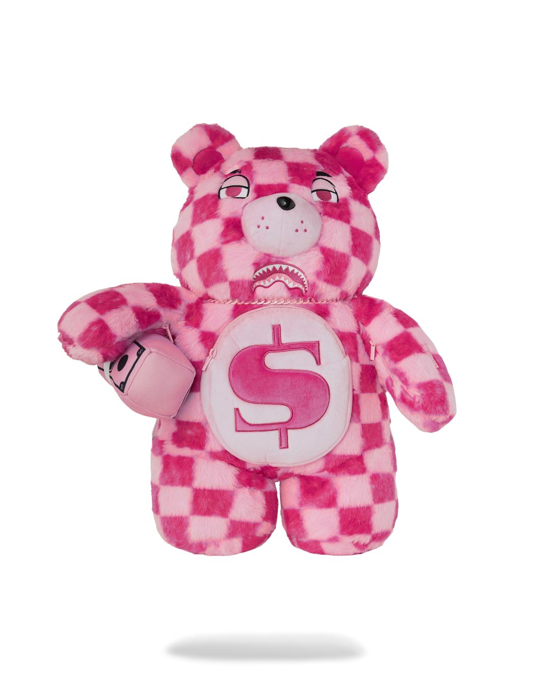 PINK FUR CHECK MONEYBEAR BACKPACK