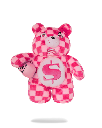 PINK FUR CHECK MONEYBEAR BACKPACK