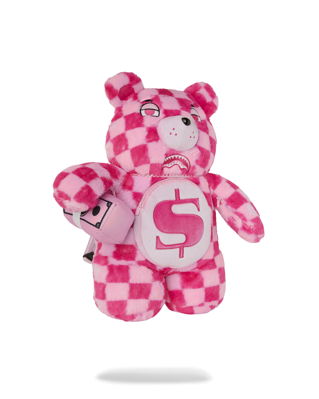 PINK FUR CHECK MONEYBEAR BACKPACK