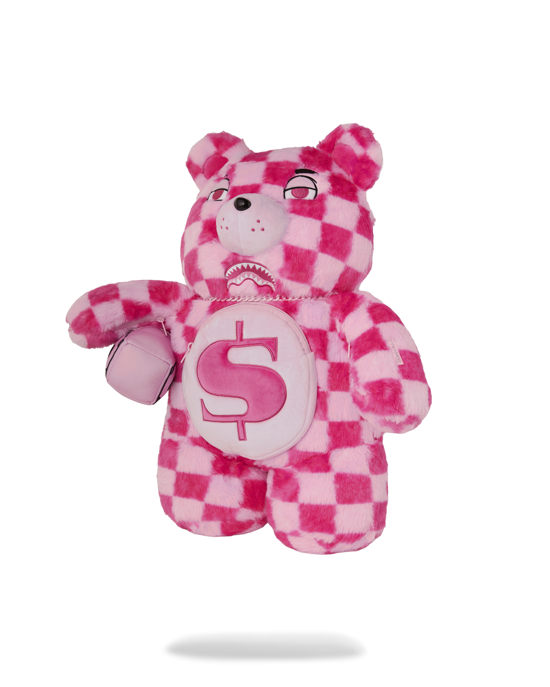 PINK FUR CHECK MONEYBEAR BACKPACK