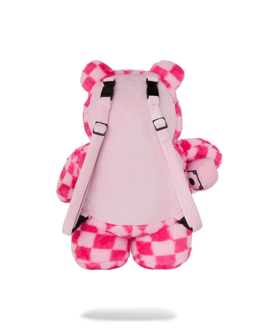 PINK FUR CHECK MONEYBEAR BACKPACK