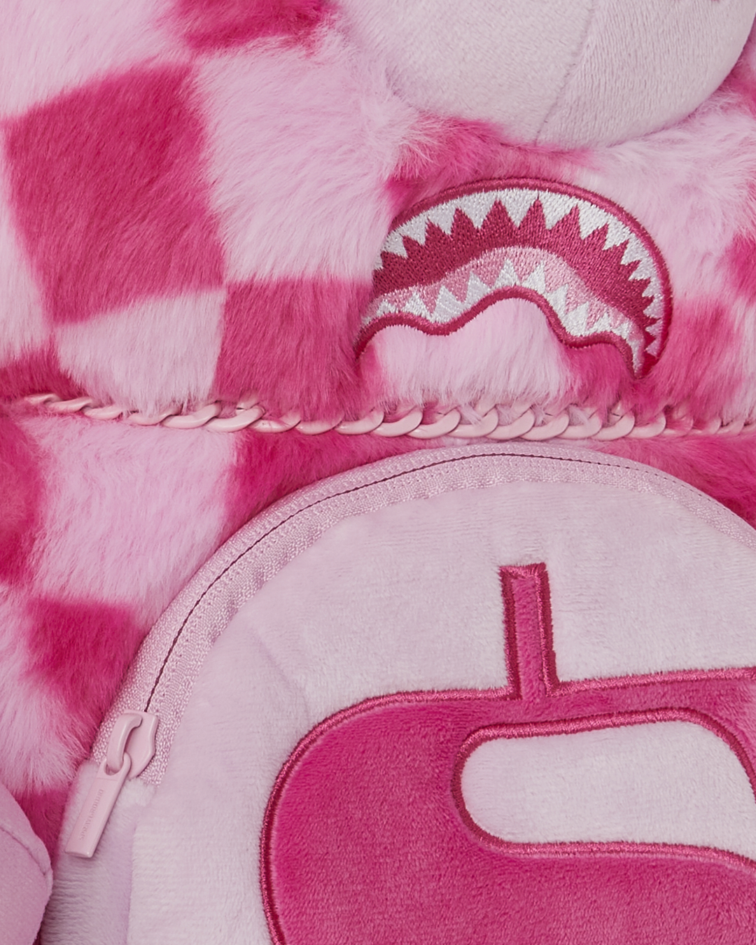 PINK FUR CHECK MONEYBEAR BACKPACK