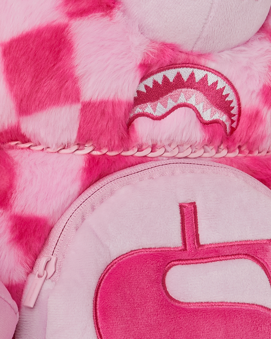 PINK FUR CHECK MONEYBEAR BACKPACK