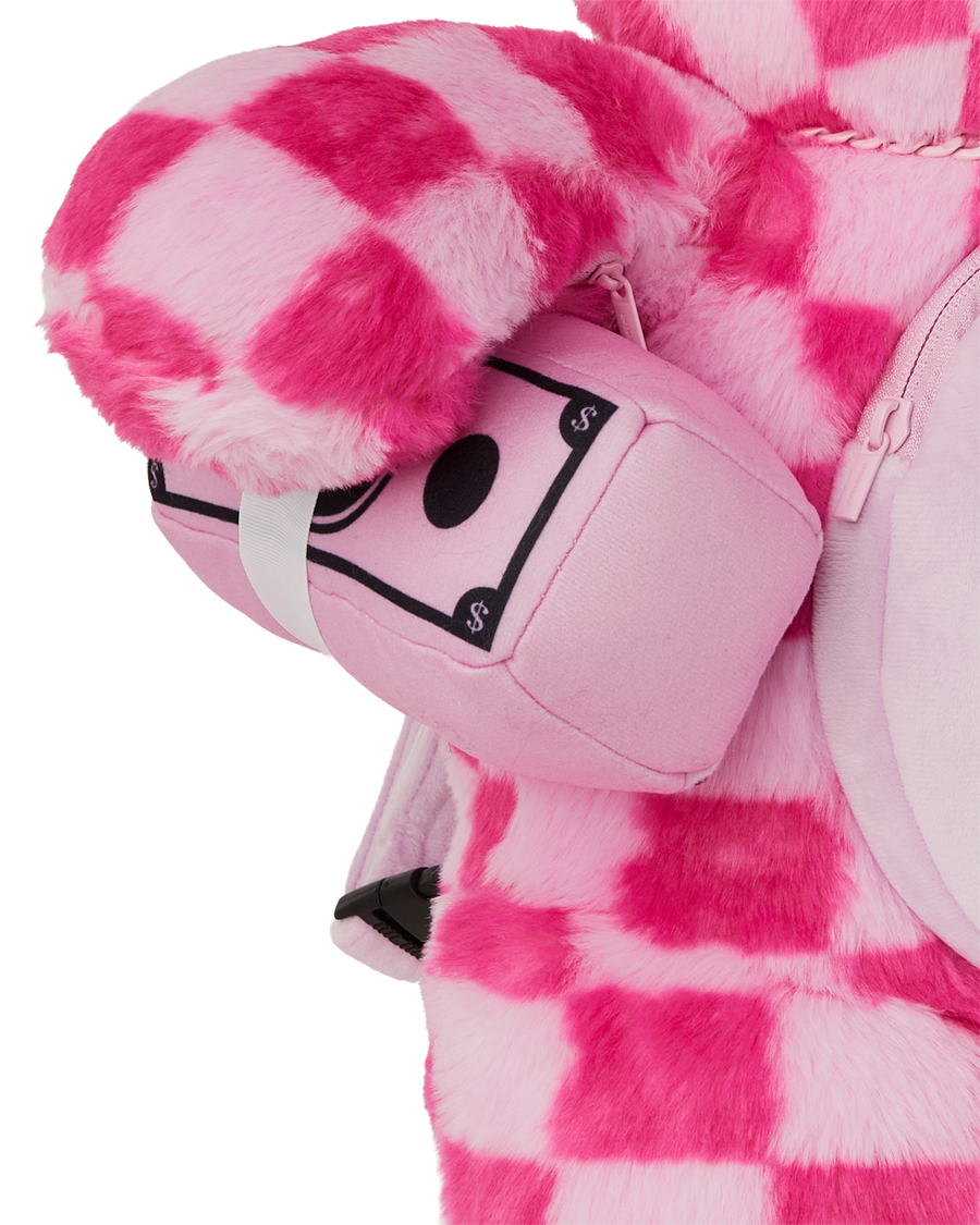 PINK FUR CHECK MONEYBEAR BACKPACK