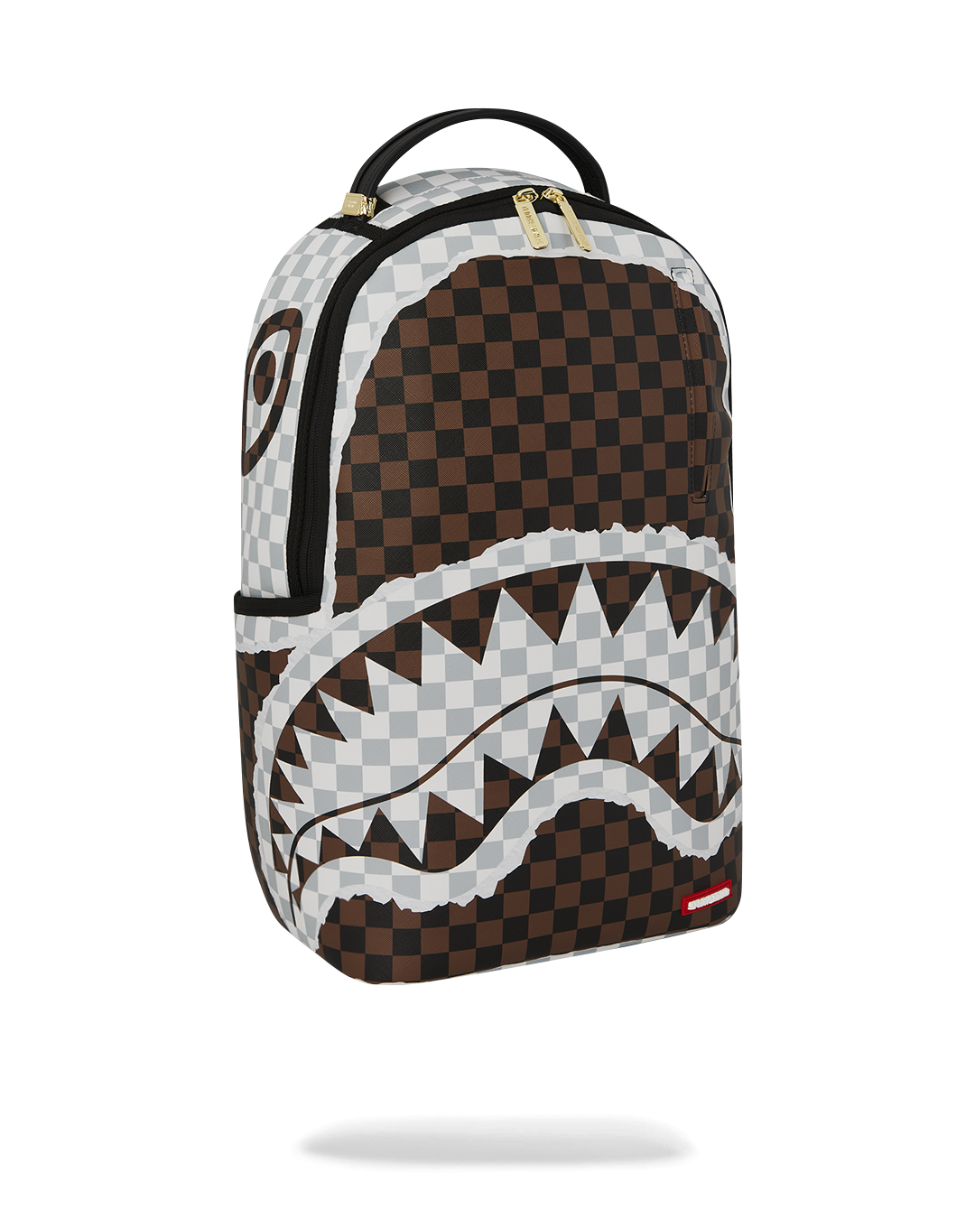CREAM AND BROWN TEAR CHECK BACKPACK