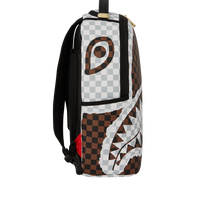 CREAM AND BROWN TEAR CHECK BACKPACK