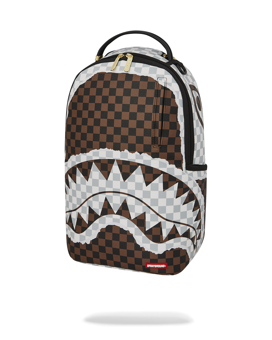 CREAM AND BROWN TEAR CHECK BACKPACK