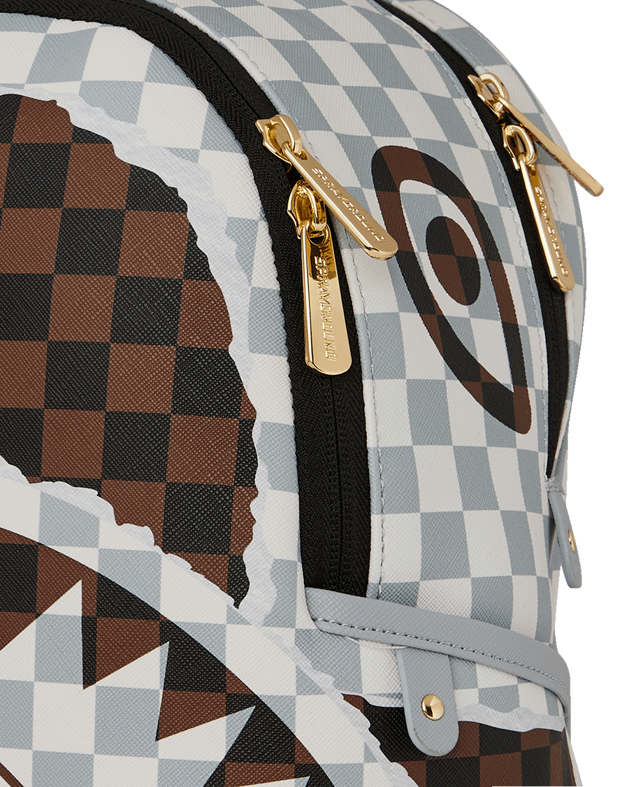 CREAM AND BROWN TEAR CHECK SAVAGE BACKPACK
