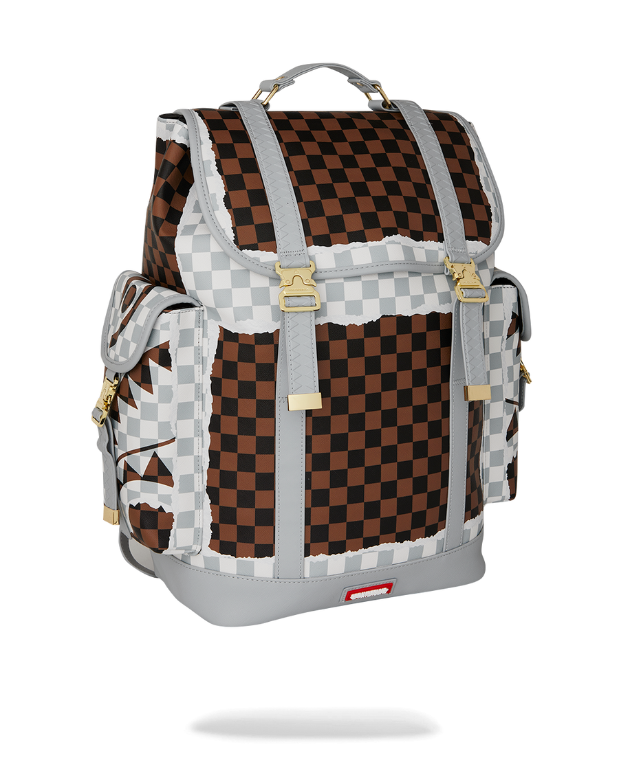 CREAM AND BROWN TEAR CHECK MONTE CARLO BACKPACK
