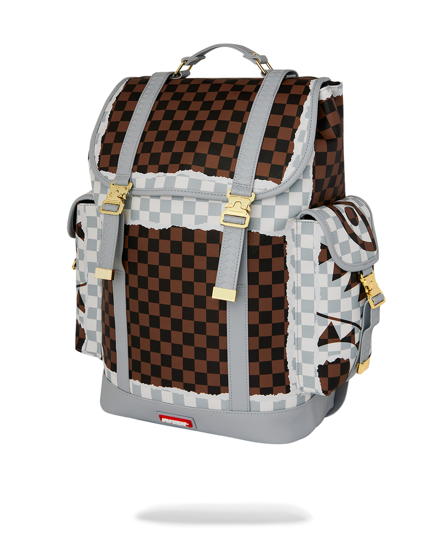 CREAM AND BROWN TEAR CHECK MONTE CARLO BACKPACK