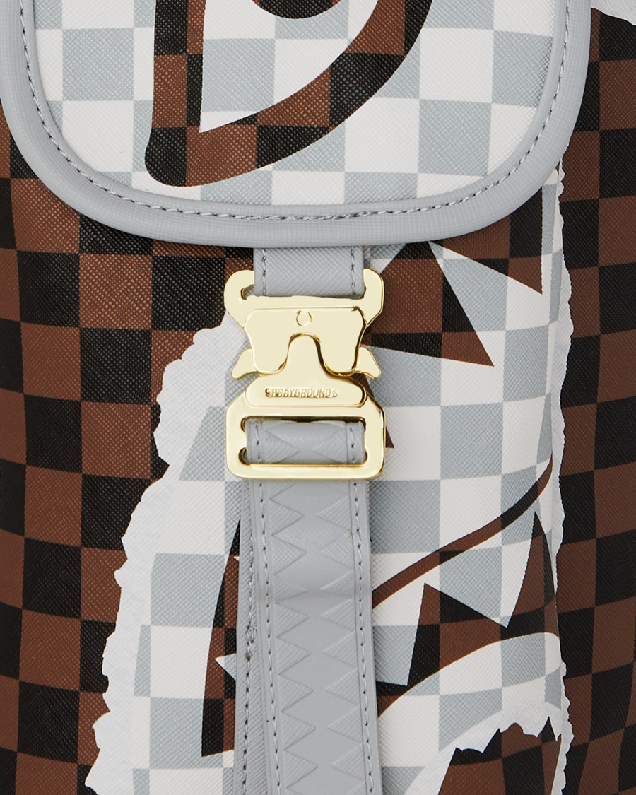 CREAM AND BROWN TEAR CHECK MONTE CARLO BACKPACK