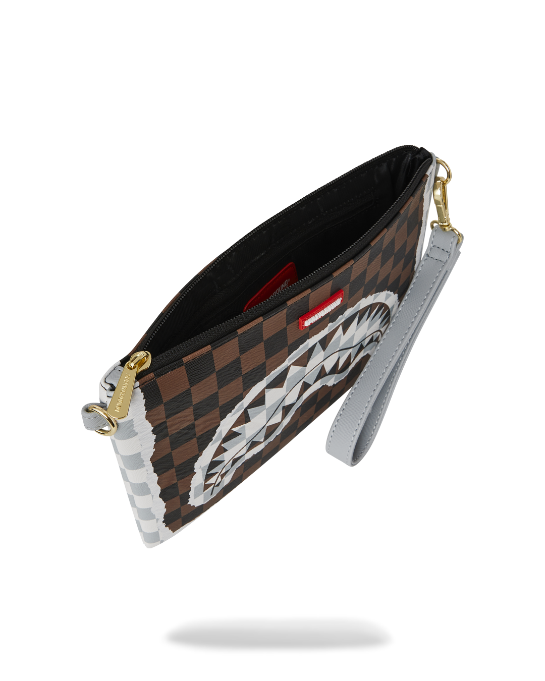 CREAM AND BROWN TEAR CHECK CROSSOVER CLUTCH