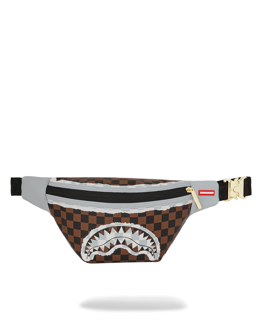 CREAM AND BROWN TEAR CHECK SAVVY CROSSBODY