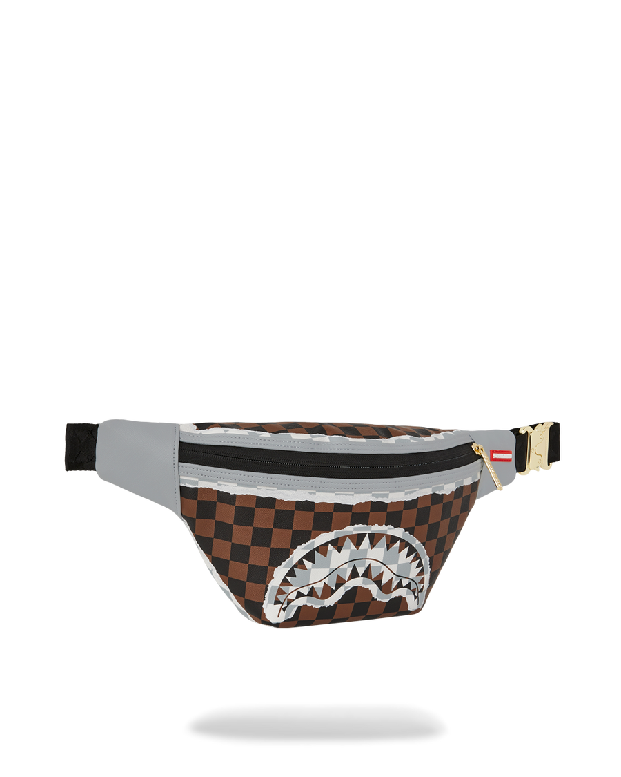 CREAM AND BROWN TEAR CHECK SAVVY CROSSBODY