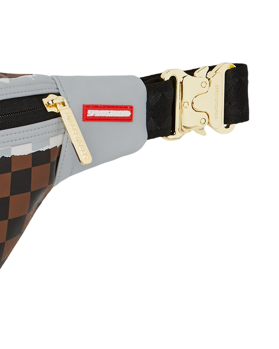 CREAM AND BROWN TEAR CHECK SAVVY CROSSBODY