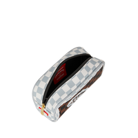 CREAM AND BROWN TEAR CHECK POUCH