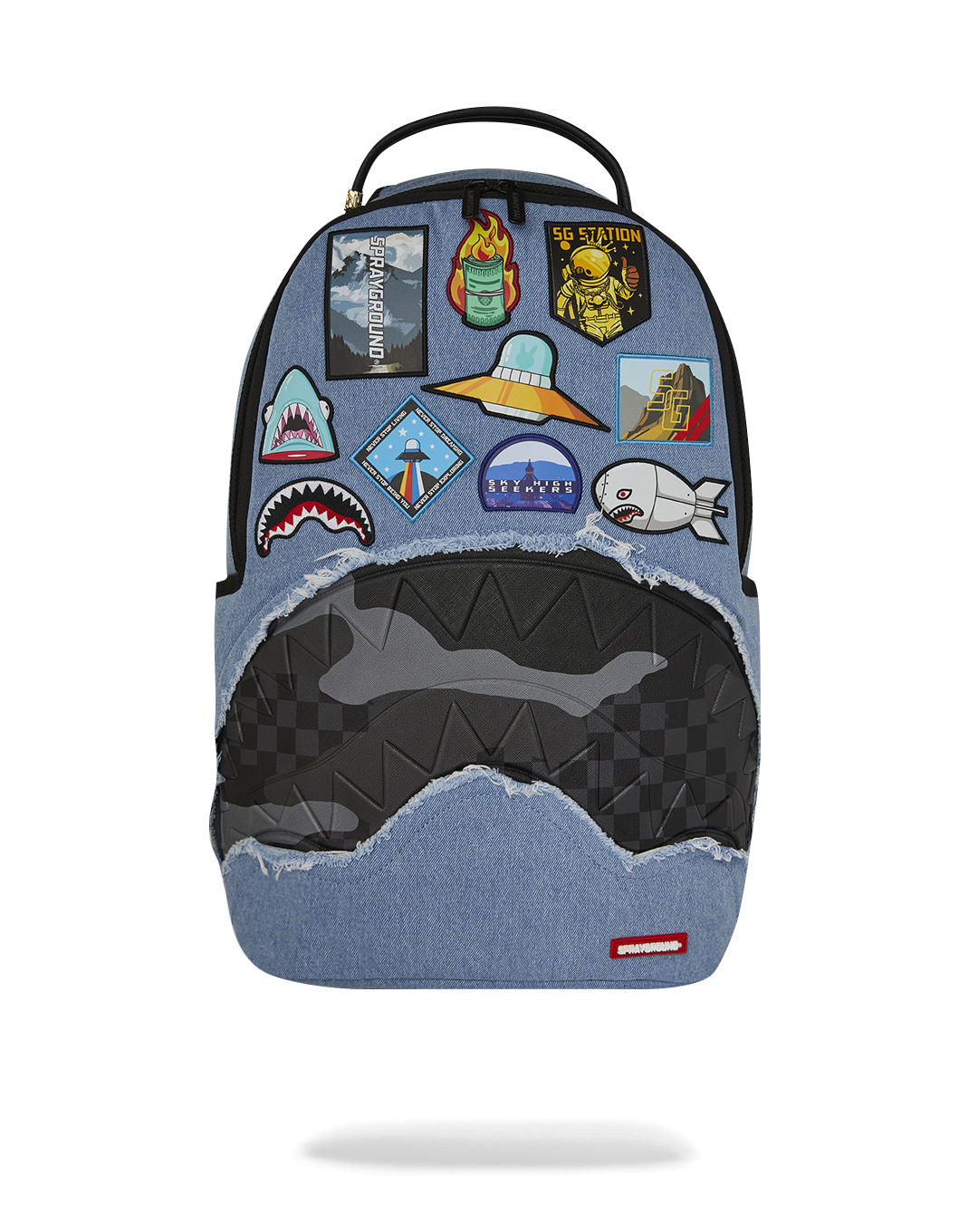 DENIM TEAR 3 AM PATCHES BACKPACK