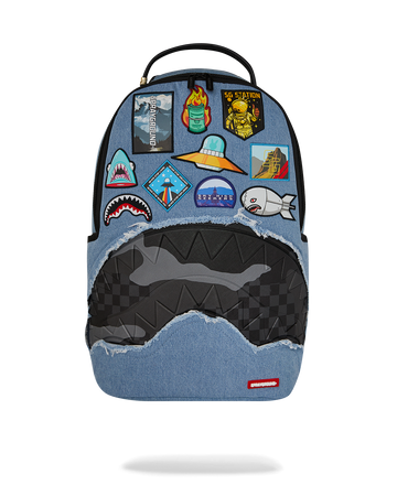 DENIM TEAR 3 AM PATCHES BACKPACK