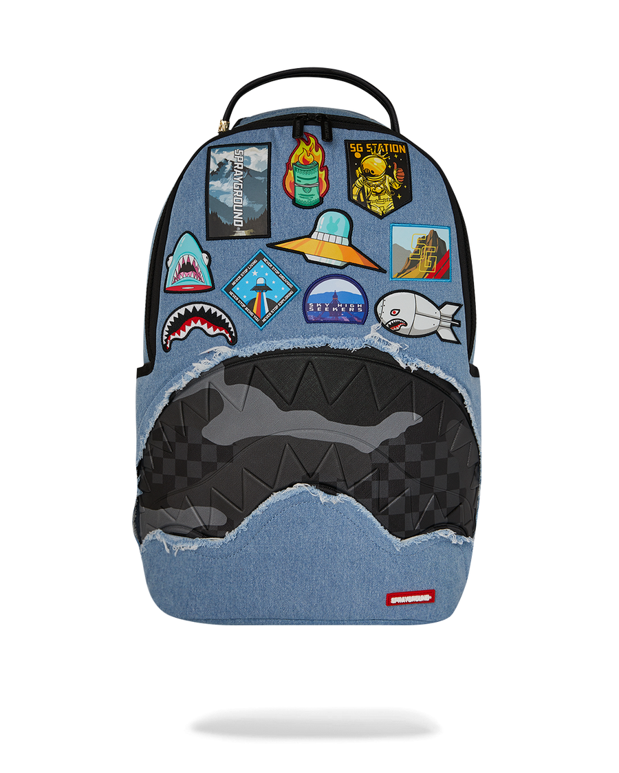 DENIM TEAR 3 AM PATCHES BACKPACK