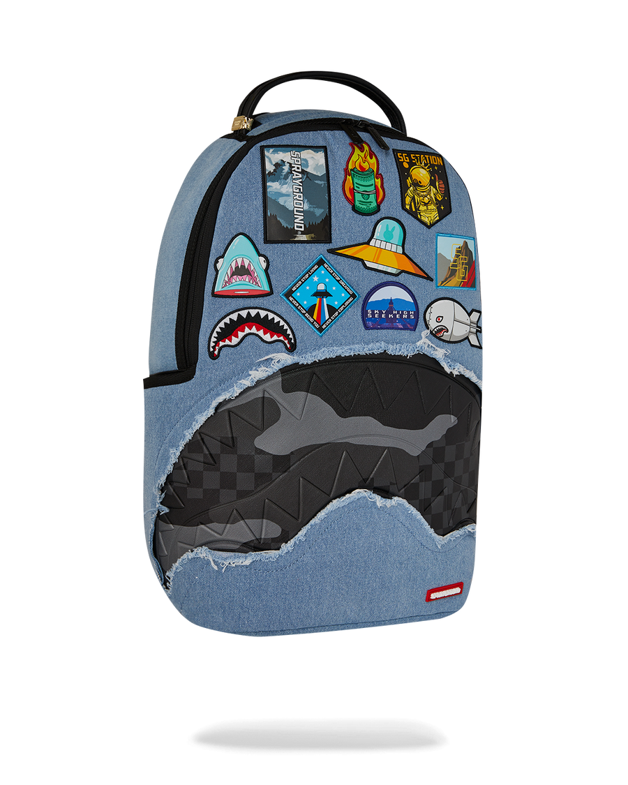 DENIM TEAR 3 AM PATCHES BACKPACK
