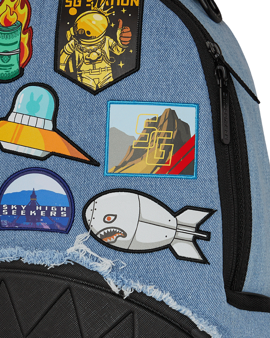 DENIM TEAR 3 AM PATCHES BACKPACK