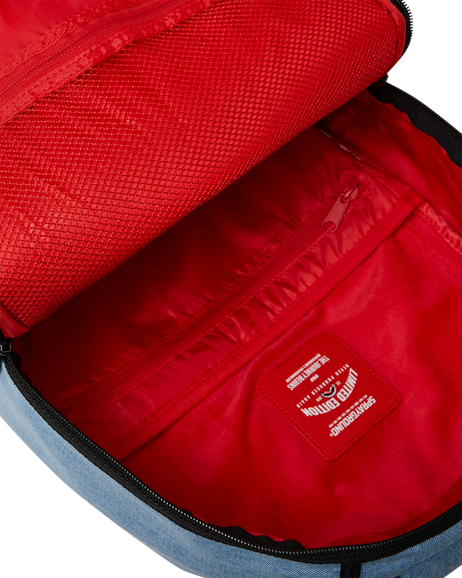 DENIM TEAR 3 AM PATCHES BACKPACK