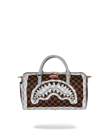 CREAM AND BROWN TEAR CHECK MINI DUFFLE