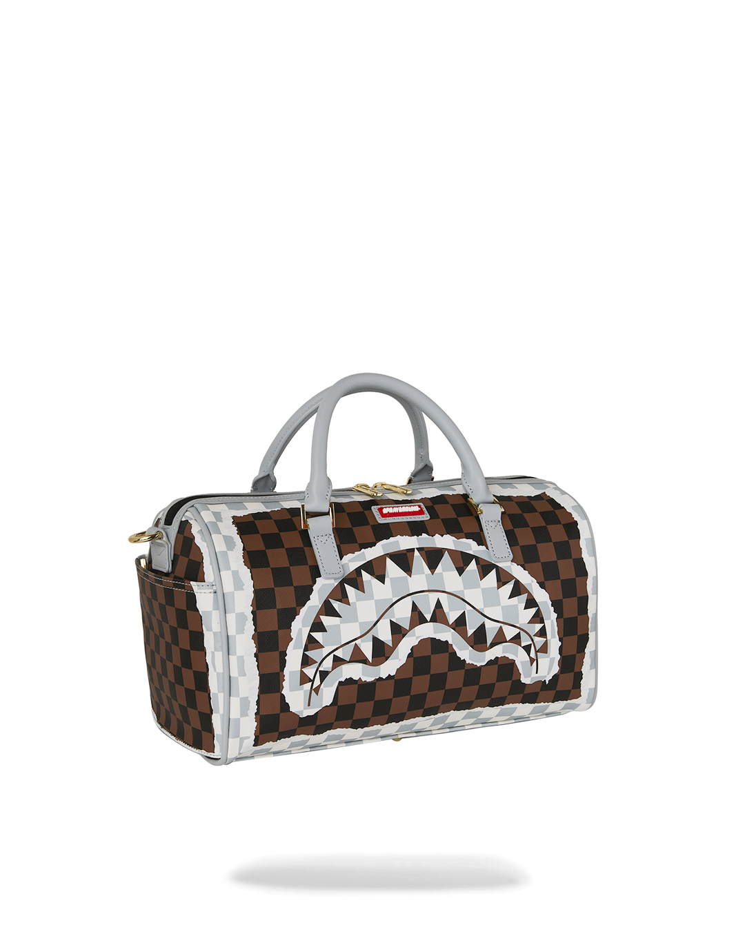 CREAM AND BROWN TEAR CHECK MINI DUFFLE