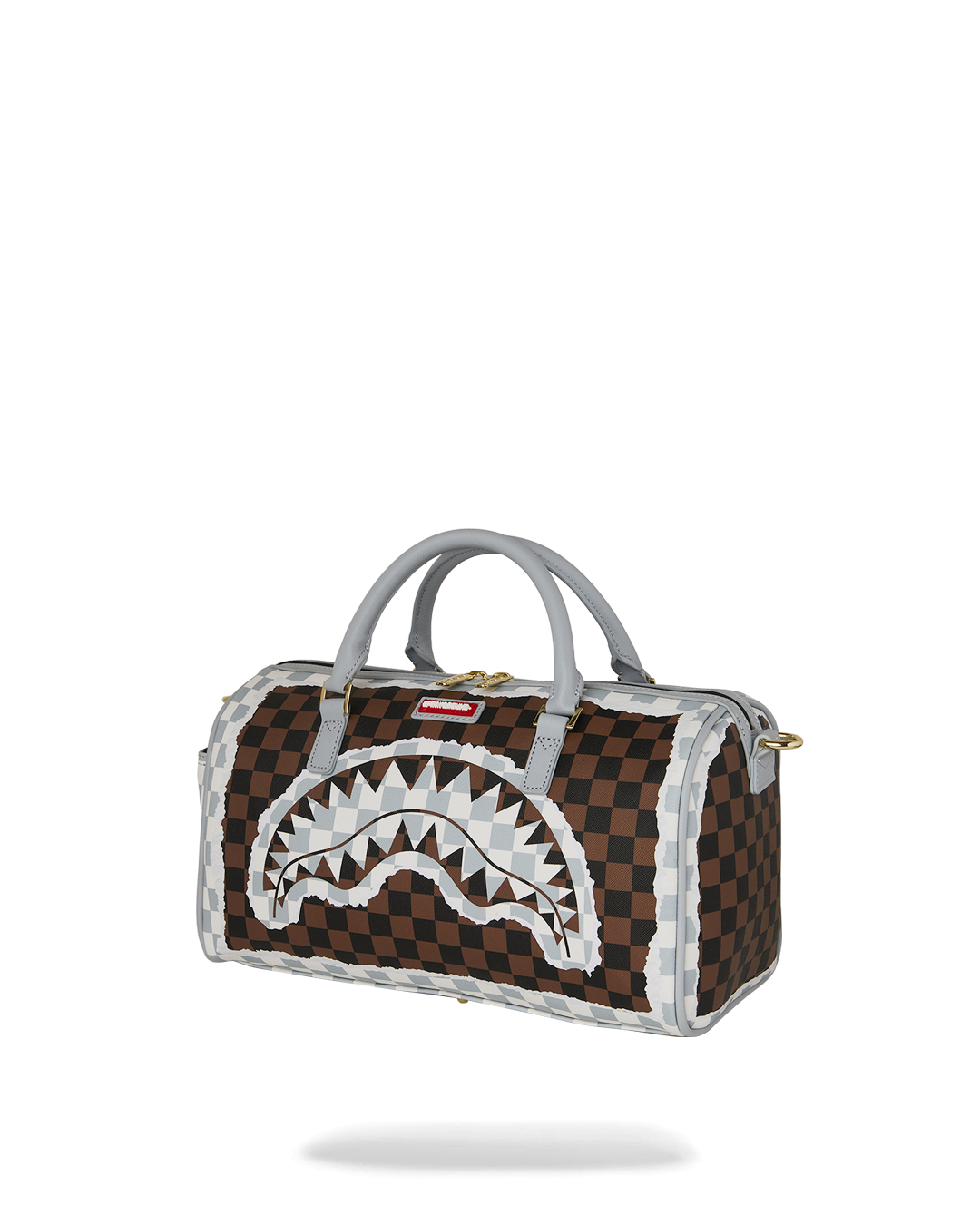 CREAM AND BROWN TEAR CHECK MINI DUFFLE