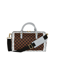 CREAM AND BROWN TEAR CHECK MINI DUFFLE