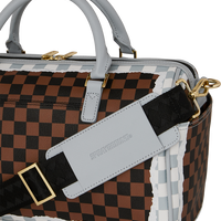 CREAM AND BROWN TEAR CHECK MINI DUFFLE