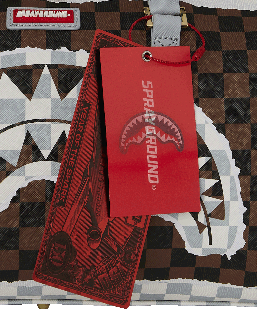 CREAM AND BROWN TEAR CHECK MINI DUFFLE